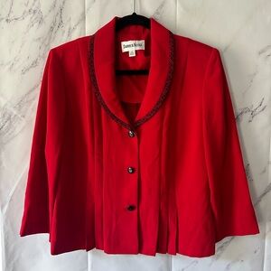 VTG 90s DANNY & NICOLE SUIT JACKET RED/BLACK WOMENS 14
